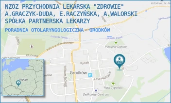PORADNIA OTOLARYNGOLOGICZNA - NIEPUBLICZNY ZAKŁAD OPIEKI ZDROWOTNEJ PRZYCHODNIA LEKARSKA "ZDROWIE" MAZIARCZYK, SKOWRON, NOWAK SP.J. - UL. SZPITALNA 13 13,  GRODKÓW