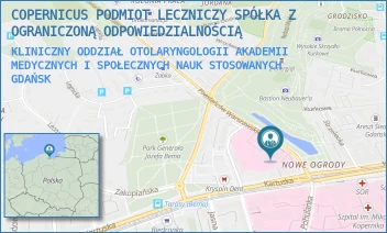 KLINICZNY ODDZIAŁ OTOLARYNGOLOGII AKADEMII MEDYCZNYCH I SPOŁECZNYCH NAUK STOSOWANYCH - COPERNICUS PODMIOT LECZNICZY SPÓŁKA Z OGRANICZONĄ ODPOWIEDZIALNOŚCIĄ - UL. POWSTAŃCÓW WARSZAWSKICH 1-2,  GDAŃSK
