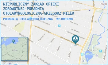 PORADNIA OTOLARYNGOLOGICZNA - NIEPUBLICZNY ZAKŁAD OPIEKI ZDROWOTNEJ-PORADNIA OTOLARYNGOLOGICZNA-GRZEGORZ MILER - UL. STEFANA ŻEROMSKIEGO 2,  WEJHEROWO