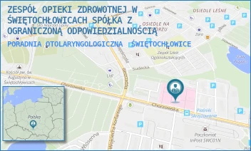 PORADNIA OTOLARYNGOLOGICZNA - ZESPÓŁ OPIEKI ZDROWOTNEJ W ŚWIĘTOCHŁOWICACH SPÓŁKA Z OGRANICZONĄ ODPOWIEDZIALNOŚCIĄ W RESTRUKTURYZACJI - UL. CHORZOWSKA 36,  ŚWIĘTOCHŁOWICE