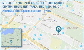 PORADNIA OTOLARYNGOLOGICZNA - NIEPUBLICZNY ZAKŁAD OPIEKI ZDROWOTNEJ CENTUM MEDYCZNE "ARKA-MED" SP.ZO.O - UL. ZOFII NAŁKOWSKIEJ 27,  TYCHY