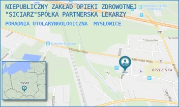 PORADNIA OTOLARYNGOLOGICZNA - NIEPUBLICZNY ZAKŁAD OPIEKI ZDROWOTNEJ "SICIARZ"SPÓŁKA PARTNERSKA LEKARZY - UL. MIKOŁAJA REJA 18 B,  MYSŁOWICE