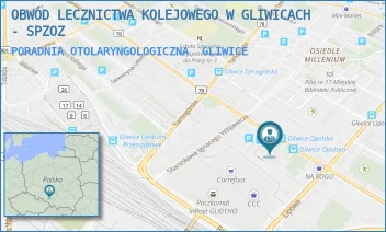 PORADNIA OTOLARYNGOLOGICZNA - OBWÓD LECZNICTWA KOLEJOWEGO W GLIWICACH - SPZOZ - UL. OPOLSKA 18,  GLIWICE