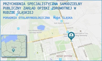 PORADNIA OTOLARYNGOLOGICZNA - PRZYCHODNIA SPECJALISTYCZNA SAMODZIELNY PUBLICZNY ZAKŁAD OPIEKI ZDROWOTNEJ W RUDZIE ŚLĄSKIEJ - UL. PIOTRA NIEDURNEGO 50D,  RUDA ŚLĄSKA