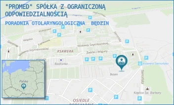 PORADNIA OTOLARYNGOLOGICZNA - "PROMED" SPÓŁKA Z OGRANICZONĄ ODPOWIEDZIALNOŚCIĄ - UL. SIEMOŃSKA 11,  BĘDZIN