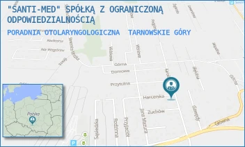 PORADNIA OTOLARYNGOLOGICZNA - "SANTI-MED" SPÓŁKĄ Z OGRANICZONĄ ODPOWIEDZIALNOŚCIĄ - UL. KAROLA MIARKI 8/1,  TARNOWSKIE GÓRY