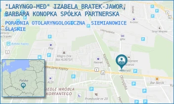 PORADNIA OTOLARYNGOLOGICZNA - "LARYNGO-MED" IZABELA BRATEK-JAWOR, BARBARA KONOPKA SPÓŁKA PARTNERSKA - UL. OLIMPIJSKA 2,  SIEMIANOWICE ŚLĄSKIE