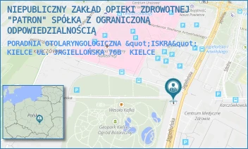 PORADNIA OTOLARYNGOLOGICZNA "ISKRA" KIELCE UL. JAGIELLOŃSKA 76B - NIEPUBLICZNY ZAKŁAD OPIEKI ZDROWOTNEJ "PATRON" SPÓŁKA Z OGRANICZONĄ ODPOWIEDZIALNOŚCIĄ - JAGIELLOŃSKA 76B,  KIELCE