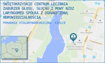 PORADNIA OTOLARYNGOLOGICZNA - ŚWIĘTOKRZYSKIE CENTRUM LECZENIA ZABURZEŃ GŁOSU, SŁUCHU I MOWY NZOZ LARYNGOMED SPÓŁKA Z OGRANICZONĄ ODPOWIEDZIALNOŚCIĄ - KLONOWA 55/21,  KIELCE