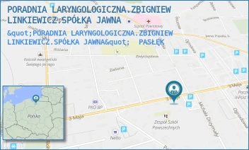 "PORADNIA LARYNGOLOGICZNA.ZBIGNIEW LINKIEWICZ.SPÓŁKA JAWNA" - PORADNIA LARYNGOLOGICZNA.ZBIGNIEW LINKIEWICZ.SPÓŁKA JAWNA - PLAC GRUNWALDZKI 8/71,  PASŁĘK