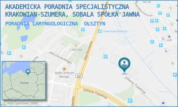 PORADNIA LARYNGOLOGICZNA - AKADEMICKA PORADNIA SPECJALISTYCZNA KRAKOWIAN-SZUMERA, SOBALA SPÓŁKA JAWNA - JULIANA TUWIMA 3B/1,  OLSZTYN