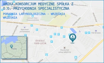 PORADNIA LARYNGOLOGICZNA - WRZEŚNIA - AMIKA KONSORCJUM MEDYCZNE SPÓŁKA Z O.O. PRZYCHODNIA SPECJALISTYCZNA - PIASTÓW 16,  WRZEŚNIA