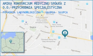 PORADNIA LARYNGOLOGICZNA - SŁUPCA - AMIKA KONSORCJUM MEDYCZNE SPÓŁKA Z O.O. PRZYCHODNIA SPECJALISTYCZNA - WARSZAWSKA 16,  SŁUPCA