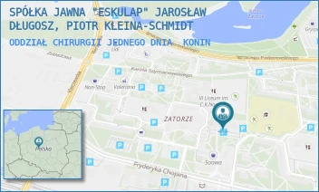 ODDZIAŁ CHIRURGII JEDNEGO DNIA - SPÓŁKA JAWNA "ESKULAP" JAROSŁAW DŁUGOSZ, PIOTR KLEINA-SCHMIDT - SZELIGOWSKIEGO 1,  KONIN