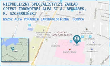 NSZOZ ALFA PORADNIA LARYNGOLOGICZNA - NIEPUBLICZNY SPECJALISTYCZNY ZAKŁAD OPIEKI ZDROWOTNEJ ALFA SPÓŁKA Z OGRANICZONĄ ODPOWIEDZIALNOŚCIĄ - SIKORSKIEGO 1,  SŁUPCA