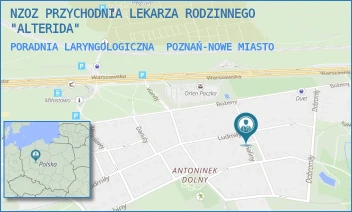 PORADNIA LARYNGOLOGICZNA - NZOZ PRZYCHODNIA LEKARZA RODZINNEGO "ALTERIDA" - HALINY 14,  POZNAŃ-NOWE MIASTO
