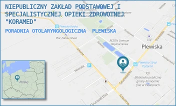 PORADNIA OTOLARYNGOLOGICZNA - NIEPUBLICZNY ZAKŁAD PODSTAWOWEJ I SPECJALISTYCZNEJ OPIEKI ZDROWOTNEJ "KORAMED" - GRUNWALDZKA 571,  PLEWISKA