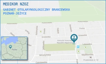 GABINET OTOLARYNGOLOGICZNY BRANIEWSKA - MEDIKOR NZOZ - BRANIEWSKA 20,  POZNAŃ-JEŻYCE