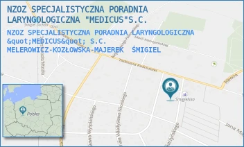 NZOZ SPECJALISTYCZNA PORADNIA LARYNGOLOGICZNA "MEDICUS" S.C. MELEROWICZ-KOZŁOWSKA-MAJEREK - NZOZ SPECJALISTYCZNA PORADNIA LARYNGOLOGICZNA "MEDICUS"S.C. S. TOMASZYK-KOZŁOWSKA, D. KOZŁOWSKI - SKARŻYŃSKIEGO 6,  ŚMIGIEL