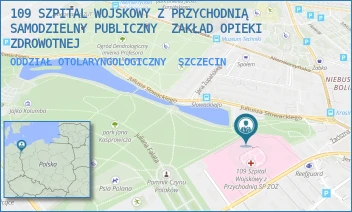 ODDZIAŁ OTOLARYNGOLOGICZNY - 109 SZPITAL WOJSKOWY Z PRZYCHODNIĄ SAMODZIELNY PUBLICZNY  ZAKŁAD OPIEKI ZDROWOTNEJ - PIOTRA SKARGI 9-11,  SZCZECIN