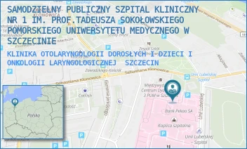 KLINIKA OTOLARYNGOLOGII DOROSŁYCH I DZIECI I ONKOLOGII LARYNGOLOGICZNEJ - UNIWERSYTECKI SZPITAL KLINICZNY NR 1 IM. PROF. TADEUSZA SOKOŁOWSKIEGO PUM W SZCZECINIE - UNII LUBELSKIEJ 1,  SZCZECIN
