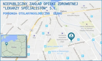 PORADNIA OTOLARYNGOLOGICZNA - NIEPUBLICZNY ZAKŁAD OPIEKI ZDROWOTNEJ "LEKARZY SPECJALISTÓW" S.C. - KOŚCIUSZKI 17/114,  DĘBNO