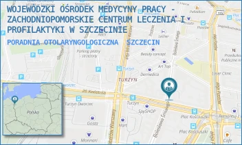 PORADNIA OTOLARYNGOLOGICZNA - WOJEWÓDZKI OŚRODEK MEDYCYNY PRACY - ZACHODNIOPOMORSKIE CENTRUM LECZENIA I PROFILAKTYKI W SZCZECINIE - BOLESŁAWA ŚMIAŁEGO 33,  SZCZECIN