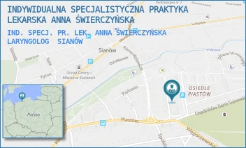 IND. SPECJ. PR. LEK. ANNA ŚWIERCZYŃSKA LARYNGOLOG - INDYWIDUALNA SPECJALISTYCZNA PRAKTYKA LEKARSKA ANNA ŚWIERCZYŃSKA - SŁOWACKIEGO 3A,  SIANÓW