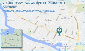 PORADNIA OTOLARYNGOLOGICZNA - NIEPUBLICZNY ZAKŁAD OPIEKI ZDROWOTNEJ "ZDROWIE" - PODZAMCZE 1A, DARŁOWO
