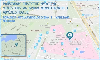 PORADNIA OTOLARYNGOLOGICZNA I - PAŃSTWOWY INSTYTUT MEDYCZNY MINISTERSTWA SPRAW WEWNĘTRZNYCH I ADMINISTRACJI - WOŁOSKA 137,  WARSZAWA MOKOTÓW