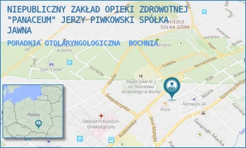 PORADNIA OTOLARYNGOLOGICZNA - NIEPUBLICZNY ZAKŁAD OPIEKI ZDROWOTNEJ "PANACEUM" JERZY PIWKOWSKI SPÓŁKA JAWNA - UL. BIAŁA 21 [BRAK],  BOCHNIA